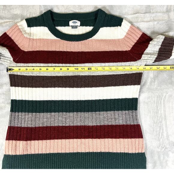 Old Navy Striped Sweater Womens M Colorful Festive Holiday Party Cozy Fitted Y2K - Picture 6 of 10